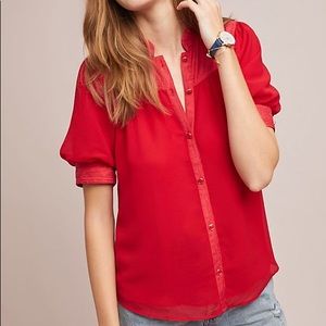 Red Anthropologie Lavoie Blouse (NWT)